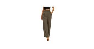 KICZOY Women Waistband Elastic Back Work Casual Pants High Waist Wide Leg Dress Pants Pleated Front Wide Trousers Black at Amazon Women's Clothing store