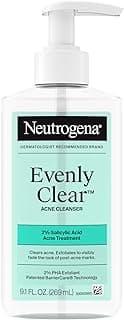 Evenly Clear Acne Cleanser with 2% Salicylic Acid & 2% PHA Exfoliant, Gentle Foaming Face Wash Clears Clogged Pores & Blackheads While Visibly Fading Look of Post-Acne Marks, 9.1 fl. oz