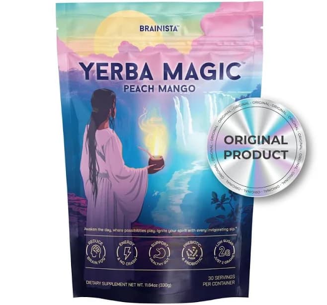 Official Yerba Magic. Peach Mango Yerba Mate Tea Powder | Instant Yerba Tea Drink | Smooth Clean Energy Yerba Magic
