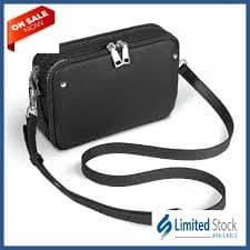 Genuine Leather Crossbody Bag with RFID Wallet &amp; Adjustable Strap