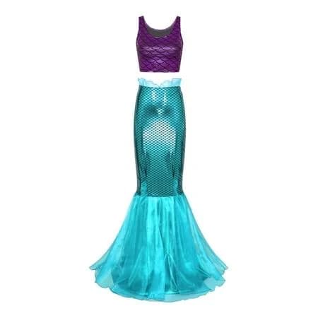 Linjinx Women's Shiny Sequins Mermaid Outfit