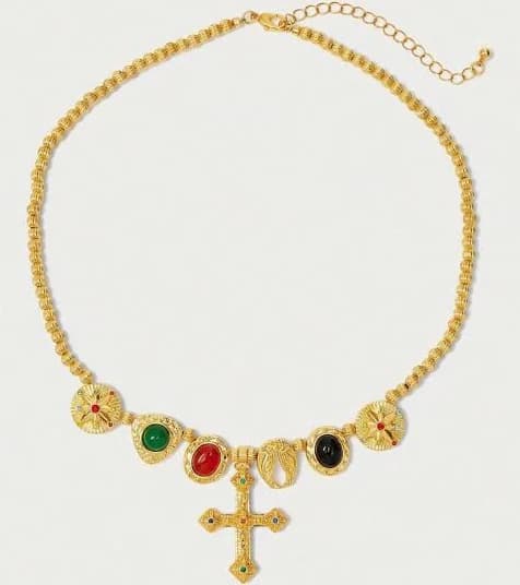 18K Gold Plated Cross Pendant Necklace with Cubic Zirconia