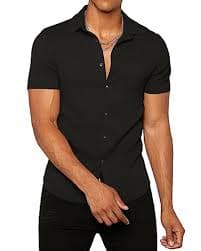 Runcati Mens Button Down Shirt Casual Short Sleeve Solid Color Hippie Yoga Plain Summer Beach Tops Black : Clothing, Shoes & Jewelry - Amazon.com