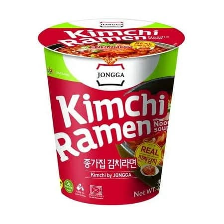 Jongga Korean Kimchi Ramen with Real Kimchi Instant Spicy Cup Noodle Bowl Soup