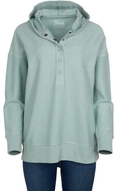 Natural Reflections Ribbed Pullover Hoodie - Mist Gray