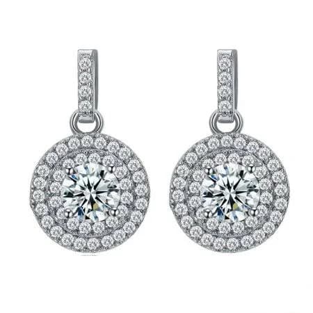 Women's Double Halo CZ Pave Earrings
