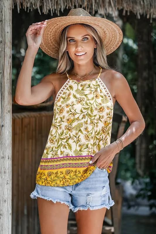 Cupshe Golden Bloom Floral Top