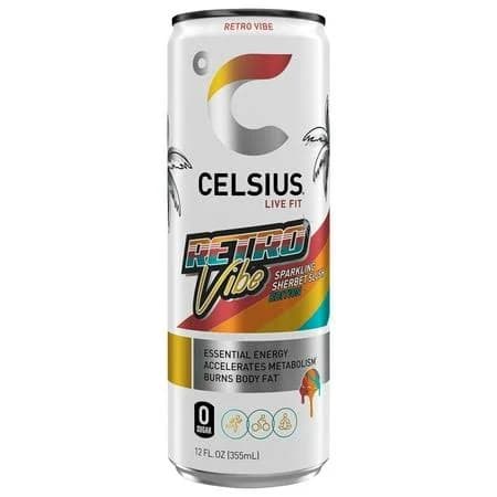 Celsius Zero Sugar Sparkling Energy Drink Retro Vibe 12 oz
