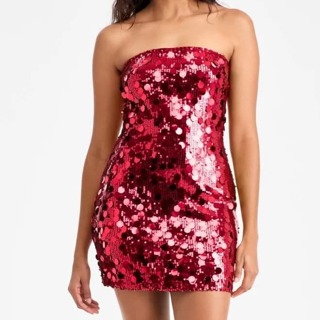 Bar III Women's Strapless Sequin & Paillette Mini Dress