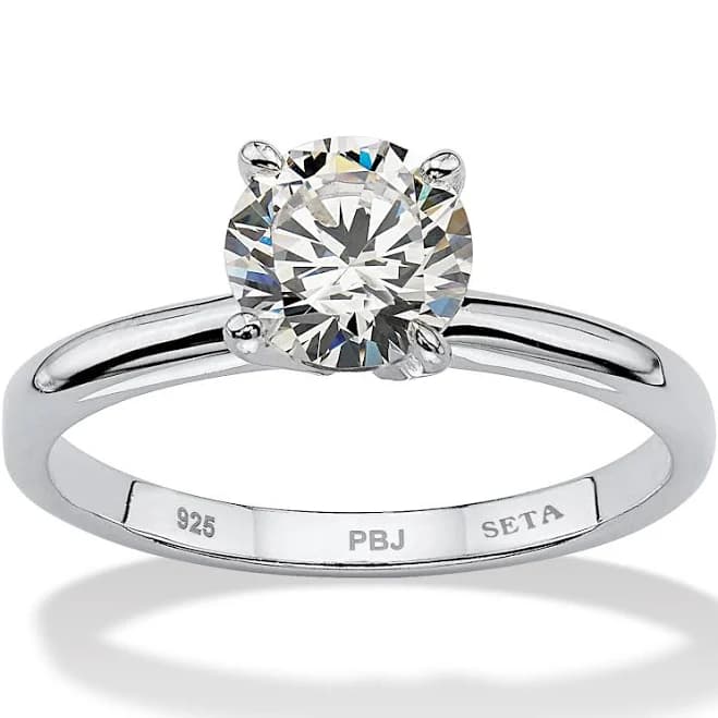 PalmBeach Jewelry Sterling Silver Cubic Zirconia Round Bridal Ring