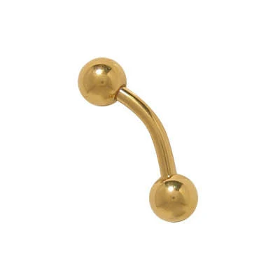 14K Gold Plated Curved Barbell Eyebrow Ring
