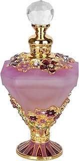 SEVENBEES 30ml Decorative Glass Perfume Bottle with Purple Diamond Bottle Body and Forget-me-not Flower - Refillable Empty Glass Bottle for Home Decor - Mothers Day Gifts