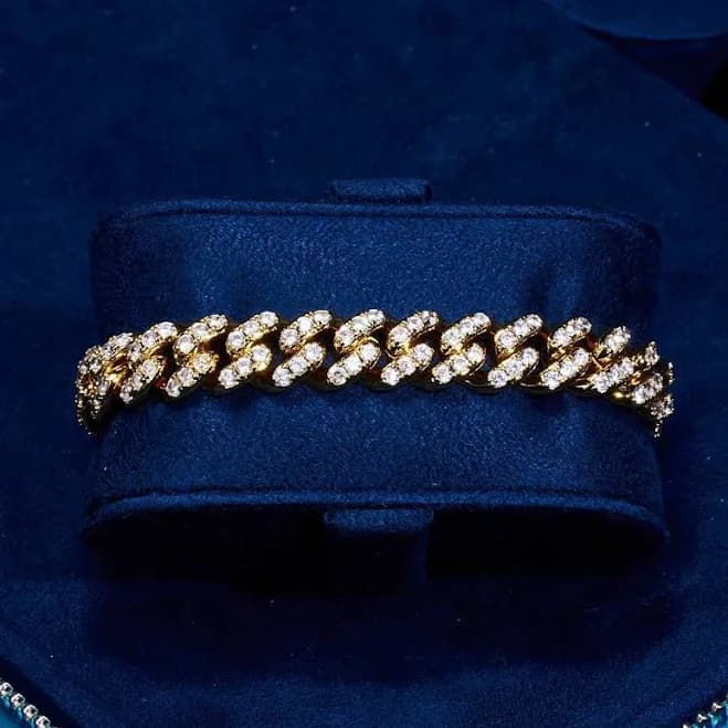 18K Plated Gold Iced Out Diamond Cuban Bracelet