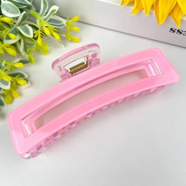 Pink Rectangular Hair Claw Clip