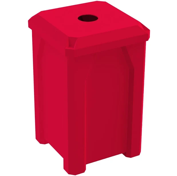 32 Gallon Red Square Recycling Receptacle