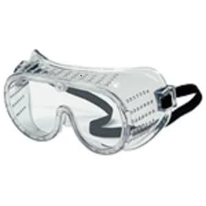 Safety Goggles, Elastic Strap, Clear Lens, Perforated Frame Pack/10