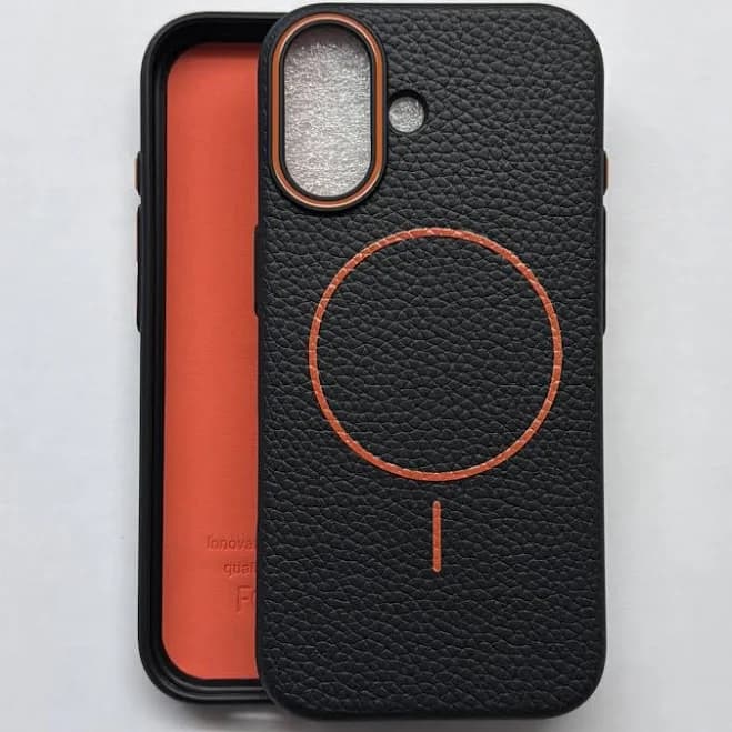 Iphone 17 Phone Case, Black And Orange, Shock Proof And Slim