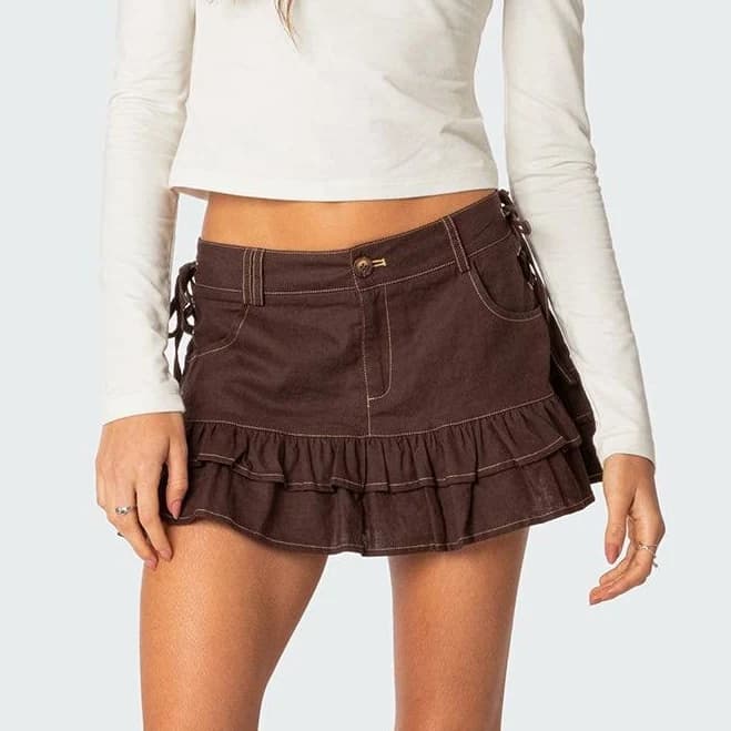 Edikted Women's Ruffle Linen Mini Skirt