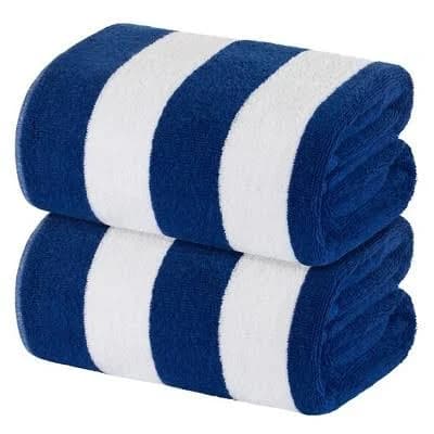 White Classic Luxury Cabana Striped Oversized Beach Towel