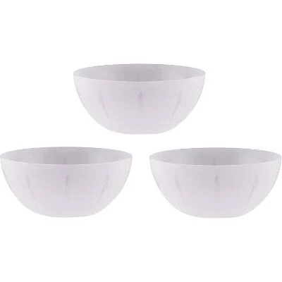 YBm Home 8-Inch White Plastic Serve Mixing Bowl 3-Pack