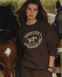 Riding Club Crewneck - Chocolate/Cream – Sporty & Rich