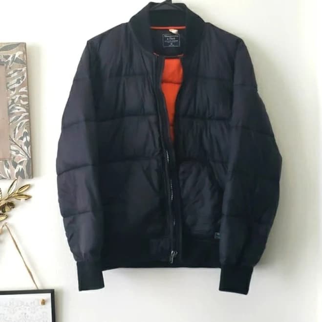 Abercrombie & Fitch Jackets & Coats | Men's Abercrombie & Fitch Black Puffer Jacket With Orange Lining Xs | Color: Black/Orange | Size: Xs |
