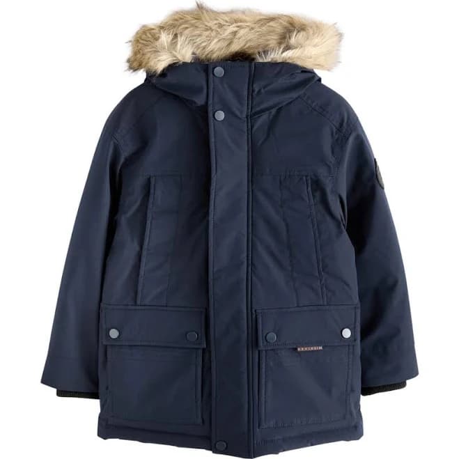 Boys NEXT Water Resistant Faux Fur Trim Insulated Coat