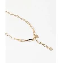 Gold Linked Double Heart Lariat Necklace — DazzleBar