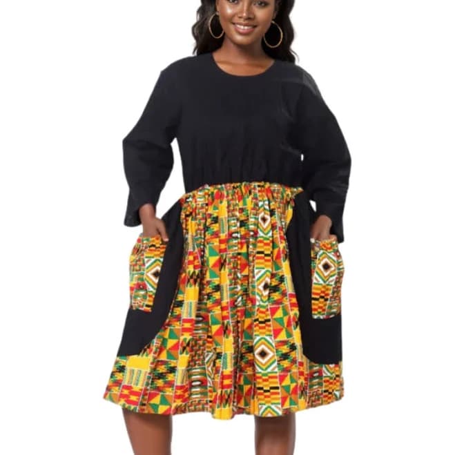 Best of Both Ankara Print Midi Dress