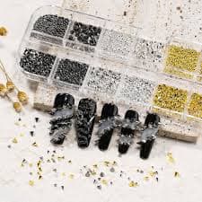 Amazon.com: 3D Mini Metal Punk Nail Art Studs, Mixed Sizes Gold Silver Black Alloy Cone Spikes Rivets Steel Beads Balls Goth Nail Charms with Tweezers & Dual-end Brush for Nails DIY Crafts