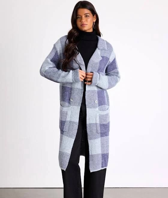 Lulus Plaid Long Sleeve Coatigan