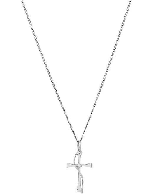 Brilliance Fine Jewelry Sterling Silver Cubic Zirconia Cross Necklace