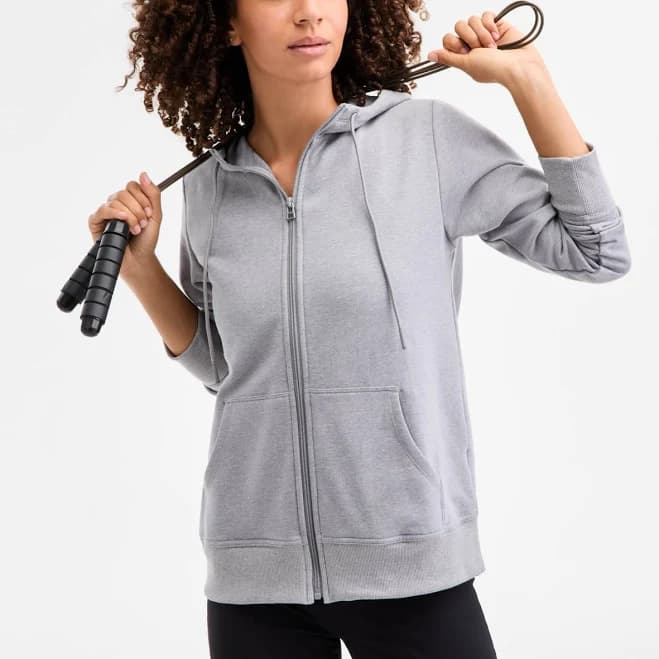 Women's Relaxed Zip-Front Long-Sleeve Fleece Hoodie