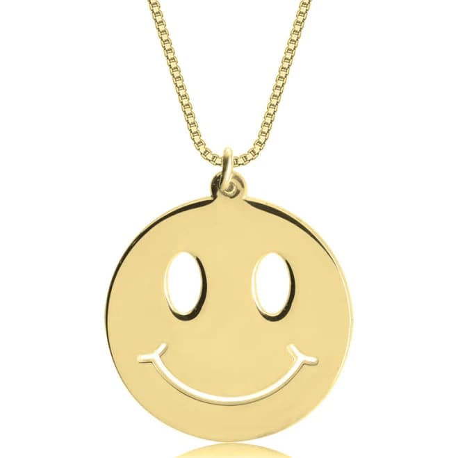 Smiley Face Necklace Gold Plating by oNecklace