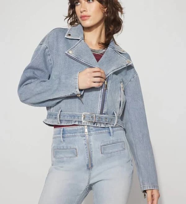 White House Black Market Women's Denim Moto Jacket