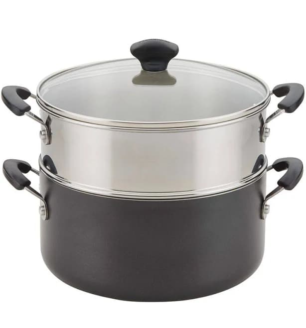 Farberware Cookstart Aluminum DiamondMax Nonstick 5.5-Quart Dutch Oven with Steamer Insert