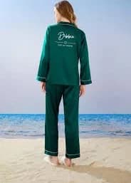 Emerald Satin Pyjamas,Forest Green Bridesmaid Pyjamas, Green Personalised Pjs,Bridal Pyjamas, Bride Pyjamas, Hen Party Matching Pyjamas