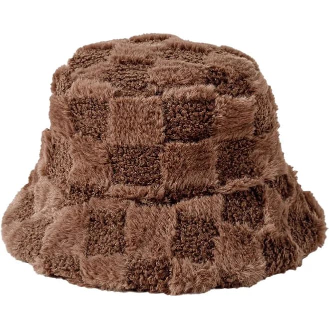 Check Fuzzy Bucket Hat