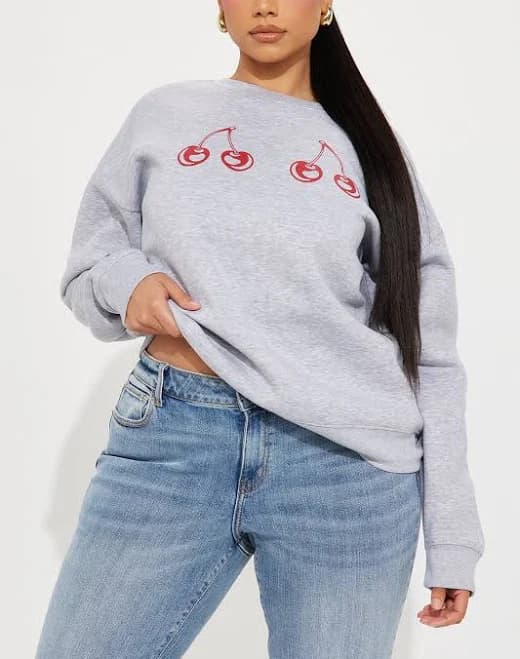 Fashion Nova Cherry Bomb Crewneck Sweatshirt