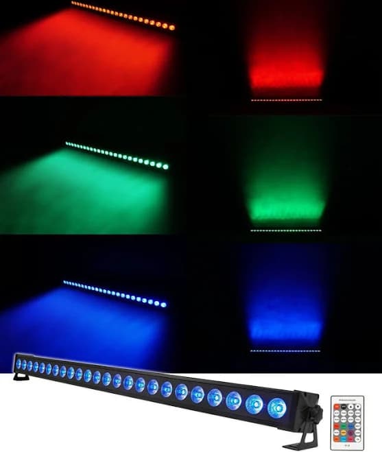 Rockville BATTERY STRIP 24 Rechargeable Rgbw DMX DJ Wash Light Bars+Carry Bags