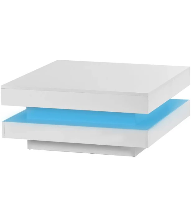 Ivy Bronx Minimalist 2-Tier Square Coffee Table with 16-Color LED Lights