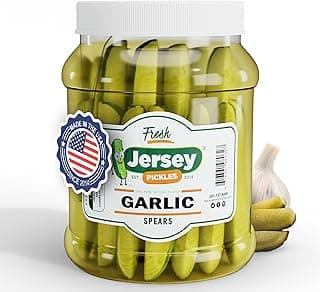 Jersey Pickles - Garlic Dill Spears Fresh (Half Gallon) - Fresh, Keto-Friendly, and Perfect for Snacks, Sandwiches, or Salads – The perfect Pickle Jars Cornichon for Families or Gatherings