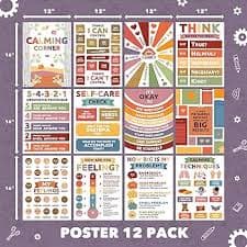 Amazon.com: Sproutbrite Calming Corner -12 pack - Classroom Decor Educational Posters for Elementary, Middle School, and High School Classrooms (Neutral) : Sproutbrite: Office Products