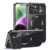 Compatible with iPhone 16, 15, 14, 13, 12 magnetic dual camera phone case, Black