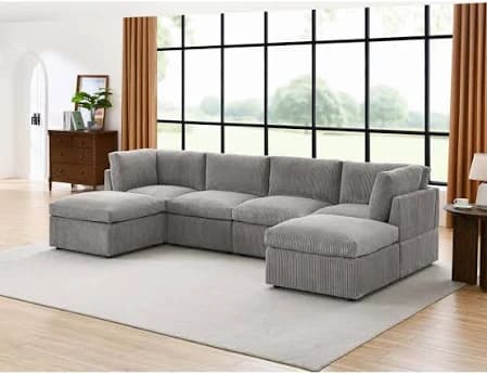Wade Logan Annai 129" Reversible Modular Corner Sectional with Ottoman
