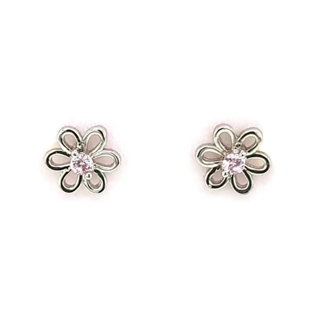 Flower Stud Earrings with CZs