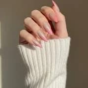 Cat Eye Ombre Press On Nails | Pink Nude Shimmer Long Stiletto Fake Nails | Magnetic Glitter Gradient Manicure