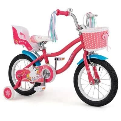 Costway 14 inch Kids Bike with Basket Doll Seat and Colorful Streamers