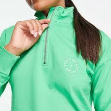 South Beach half zip crop sweat in green | ASOS