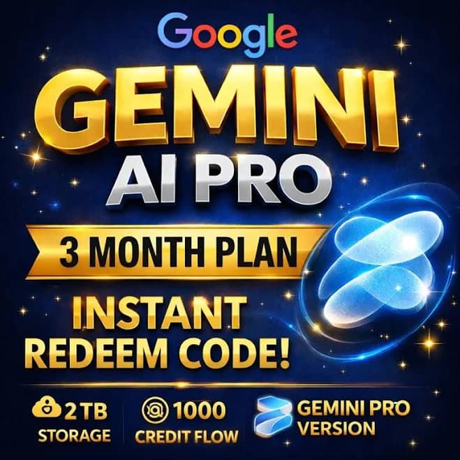 Gemini 3 Pro | 3 Month Subcription | Instant redeem code | gemini pro | 2tb storage | 1000 flow credits | Notebook lm pro | Google AI pro